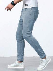 Shendy Vendy Pantalón Slim para Hombre, Pantalones de Moda Mezclilla Ajustados Elásticos, Jeans Clásicos de Hombre con Bolsillo
