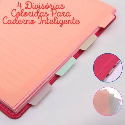 Conjunto Com Quatro Divisórias Coloridas Para Caderno Inteligente Expansão Matérias