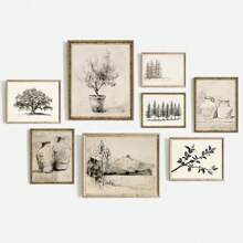 1 Stück antike Olivenbaum-Vase, botanische Vintage-Poster Leinwand Wandkunst für Wohnzimmer Heimdekoration ohne Rahmen - Verschiedenfarbig - Übersicht 2
