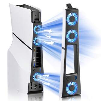 P/S5 Slim Cooling Fan With Adjustable Speeds - Quiet, Efficient Cooling System With USB Port For PlayStation 5 Console