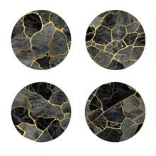 4pcs/Set Moonlight Butterfly, Striped Plaid Series Printed Wooden Coasters - Heat Insulation Wooden Cup Mat, Suitable For Tea Cups, Coffee And Beverage Cups, Ideal For Home And Restaurant Decor, Collectable Wooden Coasters