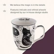 Taza Boho de Gato en Blanco y Negro de 16oz de Karma Gifts, Linda Taza de Café y Té, Taza de Café de Cerámica para Hombres y Mujeres - Gato - Ver 5