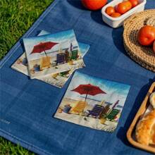 20pcs/Pack 2-Ply 25x25cm Soft Wood Pulp Beach Party Printed Colorful Disposable Paper Napkins