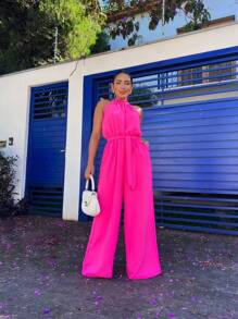 Long Dune Fabric Jumpsuit - Rosa - Ver 1