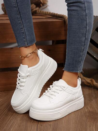 Zapatillas deportivas clásicas de primavera-verano 2025 con plataforma, suela gruesa, suela suave, impermeable, puntera redonda para mujer