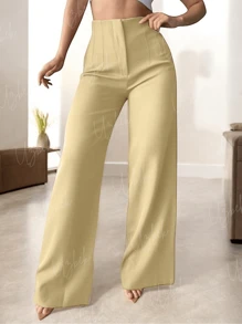 Bell-Bottom Pleated Trousers. - Beige - View 2