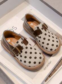 1 Pair Children Polka Dot Patchwork Flat Shoes, Fashionable & Minimalist, Suitable For Spring/Summer