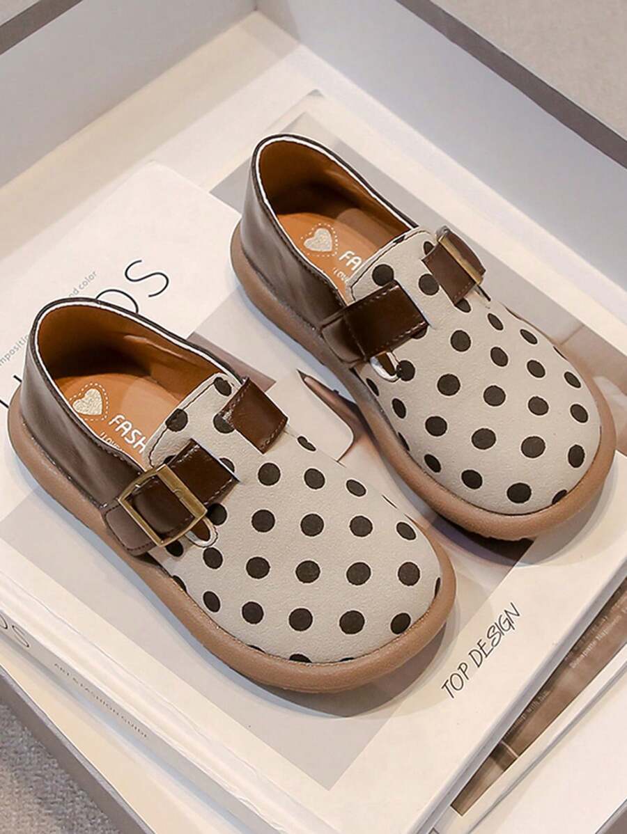 1 Pair Children Polka Dot Patchwork Flat Shoes, Fashionable & Minimalist, Suitable For Spring/Summer