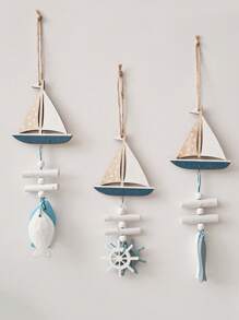 1pc Shell Wall Hanging Decor, Ocean Boho Farmhouse Coastal Theme Home Decor | Shells, Starfishes And Anchors Beach Nautical Decoration For Bathroom, Bedroom Or Living Room