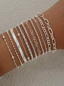 Set de joyería de 13/11/8 piezas, elegantes brazaletes dorados imitación de perla y pulsera abierta en forma de corazón, para uso diario y fiestas, accesorio multicapa, estilo vintage y elegante
