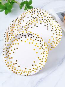 25/10 chiếc đĩa giấy dùng một lần 7/9 inch màu trắng chấm bi vàng, đồ dùng tiệc, đĩa giấy dùng một lần màu trắng chấm bi vàng, trang trí tiệc, tiệc dùng một lần, tiệc sinh nhật, tụ tập, tiệc quà tặng, đồ trang trí lễ kỷ niệm, quà tặng, sự kiện tiết lộ giới tính - Nhiều màu - Xem 6