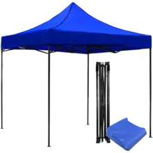 SALUD 360° Carpa Toldo 3x3 Reforzado Plegable Impermeable Facil Armado Y Transporte | para Jardín Casa Exterior Uso Rudo Acero Lona | Azul - Negro - Ver 1