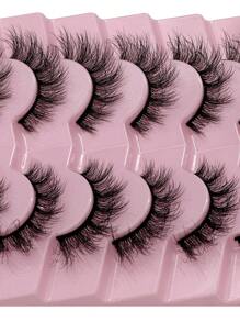 7pcs/Pack D-Shaped Curly, Fluffy, Thick, Natural, Soft, Lightweight, Reusable Fake Eyelashes For Makeup