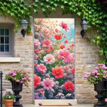 1pc Vibrant Spring Floral Welcome Banner - Colorful Garden Pattern, Durable Polyester, Ideal For Seasonal Farmhouse Decor, Porch And Outdoor Photo Booth, Front Door Welcome Sign