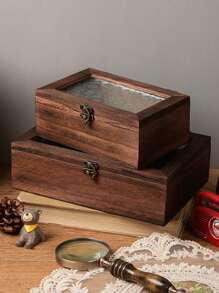 1 pieza Caja de almacenamiento y exhibición de madera vintage multifuncional, de varios tamaños para cuentas, manualidades, pintura de diamantes, auriculares, cables, cargadores, joyas, organizador de escritorio y cajón de oficina, regalo de verano para mujer, organizador de bodas y regreso a la escuela