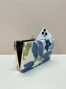 Bolso de embrague de noche bordado con lentejuelas con flores (diseño aleatorio, única pieza), elegante y exquisita cartera de moda para mujer con cadena de metal, apta para fiesta, boda, baile de graduación, Halloween, carnaval, bolso bandolera colorido