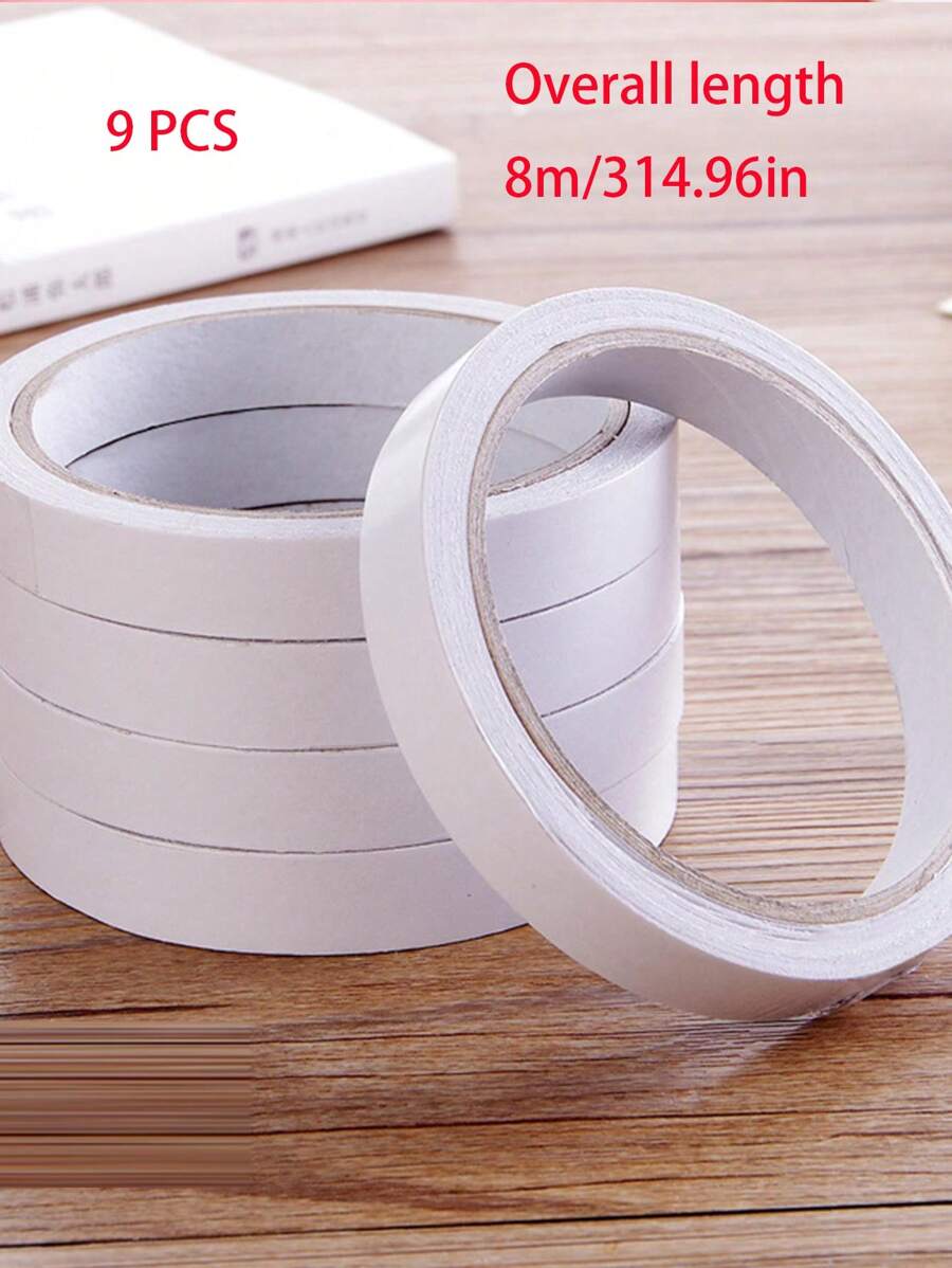 12片装双面胶带家用强力自粘贴纸适用于DIY气球装饰配件白色强力纸白色透明双面胶带适用于办公室书房 - 白色 - 查看 1
