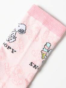 1 par de calcetines medianos y cortos unisex con diseño de dibujos animados de Snoopy, calcetines novedosos y divertidos para hombres y mujeres, adecuados para verano