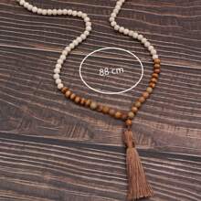 1pc Picture Stone Tassel Long Necklace, Simple And Practical Multifunctional - Khaki - View 3