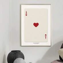 1 件扑克牌海报皇后国王红心 A 墙壁艺术印刷品复古帆布画中世纪墙壁画客厅装饰无框架
