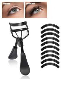 11pcs Stainless Steel Eyelash Curler, Equipped With Replacement Silicone Pad, Portable Eyelash Curler, Curling Styling