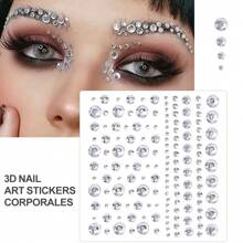 1pc Face Diamond Gem Face Stickers Purple Red Rhinestone Gem Sticker Eyeshadow Sticker Nail Body Makeup Stars Sticker DIY Decor Party Daily 3d Faux Gemstone Face Jewel Self-Adhesive Sticker, Great For Diy Music Festival, Y2k Makeup, Costume Party Makeup, Face & Eye Decoration