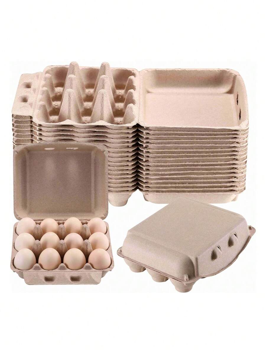 6-pack äggkartonger i lösvikt - 3*4-modell ägglåda Återanvändbara äggkartonger i kartong, 12 st, dussin hönsäggslådor Tom äggbricka Ägghållare för pulp och ägg - Grå - Visa 1