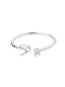 女士不锈钢小字母开口戒指时尚锆石 A-Z 字母可调节戒指女式婚礼美学珠宝 - 多色 - 查看 38