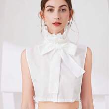 1pc Women's Detachable Adjustable Bowknot Decorated Vintage Palace Style Dickey Collar, Sexy, Minimalist For Shirt/Blouse - White - View 12