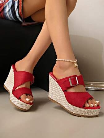 Sandalias de mujer nuevas para primavera/verano 2024 con puntera abierta, tacón ancho, tacón alto de terciopelo, estilo slip-on, tallas grandes, estilo británico