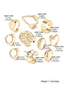 10 pièces/Ensemble Bagues géométriques en métal de style punk rock , ligne de lave exagérée, multifonctionnelles pour toutes les occasions, excellent choix de cadeau