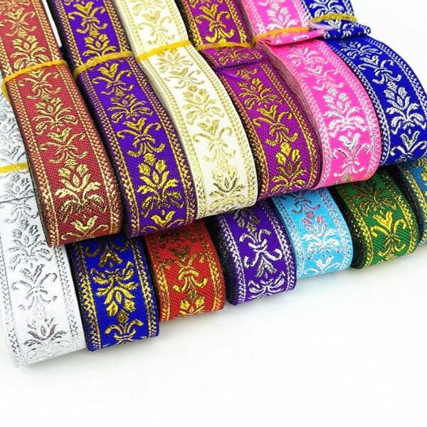 1Roll 6 Meters 20mm/25mm Vintage Embroidery Ribbon Boho Lace Trim DIY Clothes Bag Embroidered Fabric Cloth Embellishments Sewing Accessories Clothing Supplies ﻿