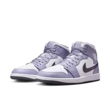 Giày bóng rổ Air Jordan 1 Mid thoải mái, đa năng, chống trượt, cổ giữa cổ cao, màu trắng, tím, DQ8426-145 - trắng tím - Xem 1