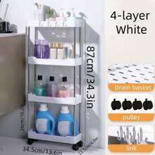 3/4 Tier Slim Rolling Storage Cart Organizer Mobilna półka regałowa Wózek użytkowy Wieża regałowa do wąskich miejsc, wielofunkcyjny wózek użytkowy Plastikowy organizer do przechowywania do kuchni, łazienki, prysznica, salonu, biura i akademika