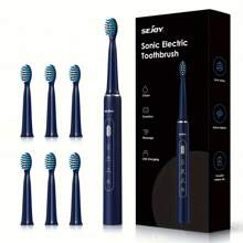 Sejoy Electric Toothbrush With 7 Brush Heads For Adults And Teens, 3 Personalized Modes With 2 Minutes Build In Smart Timer, IPX7 Waterproof,For Home And Travel - Blue - View 1