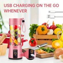 Portable Blender Cup, Electric USB Juicer Blender, Mini Blender Portable Blender For Milkshakes And Smoothies, Juice, 12.85oz, Six Blades, Very Suitable For Mixing