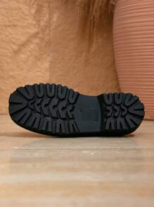 Mocasini noi de damă cu talpă groasă, pantofi Oxford din piele confortabili la modă, cu vârf pătrat, cu înălțime, pantofi casual pentru navetă, potriviti pentru ținute de birou și în aer liber - alb - Vizualizare 6