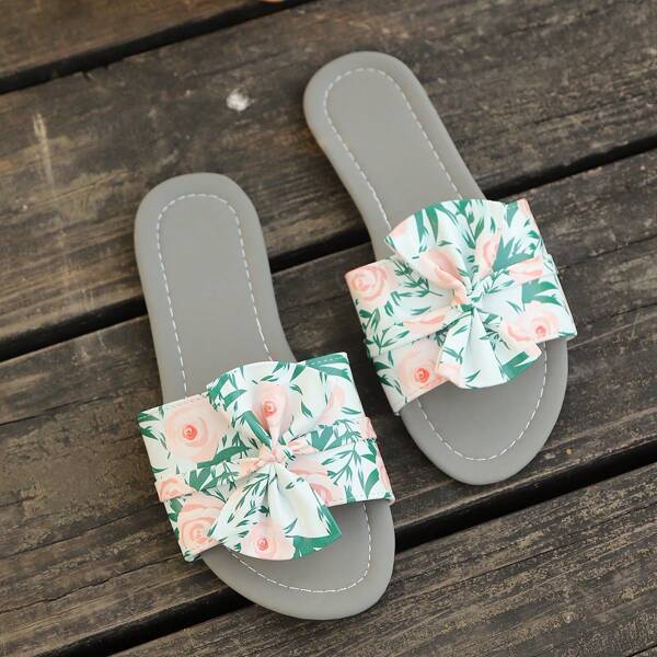Floral Open Toe Slippers, Fashionable Summer Footwear With Beautiful Floral Decor, Comfortable And Easy To Wear Sandals, Suitable For Casual Outings, Perfect For Beach And Outdoor Activities.