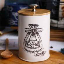 3pcs Coffee Jars, Retro Style Food Sealed Tank With Wooden Lid AndSealing Strip, Leak Proof And Reusable Food Storage Box, For Biscuit,Candy And Sugar, Kitchen Organizers And Storage, Kitchen Accessories