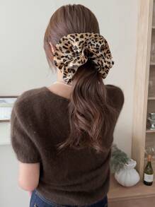 1pc Oversized Leopard Print Elegant & Versatile Hair Scrunchie