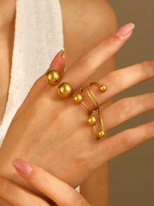 Stainless Steel Sphere Ring, Small & Large Ball Ring Accessories For Women