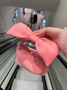 Bow Handbag, Pink Cloud Bag For Girls, New Space Cotton Cute Mini Hand-Held Bell Bag