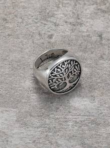 Women's Vintage Tree Of Life Design Round Ring - Silver - View 3