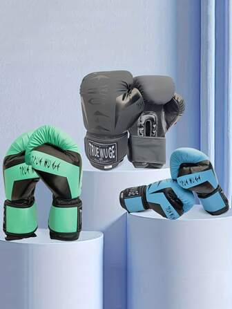 1 双人造皮革防滑拳击训练手套，男女适用，拳击、跆拳道、泰拳、综合格斗，可调节，适合初学者，专业拳击训练装备