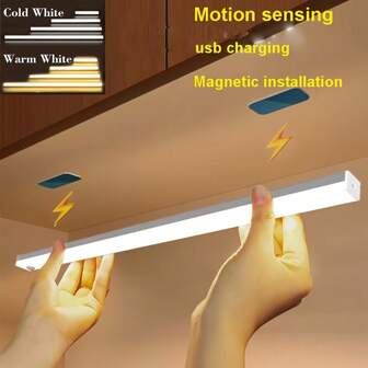 USB Rechargeable LED Motion Sensor Light - Wireless, Warm/White Night Light Suitable For Kitchen, Closet, Corridor And Stairs, Room, Nighttime Lighting, Ideal For Hotels, Bars, Restaurants