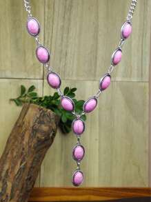 1 pezzo Collana da donna stile retrò western, con ciondolo a forma di Y e intarsi in turchese, adatta per spiaggia, vacanza, festa, collana per la clavicola