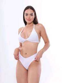 Delta Wing Bikini With Padded Bra And Panty Set Suplex Beachwear - White - View 2