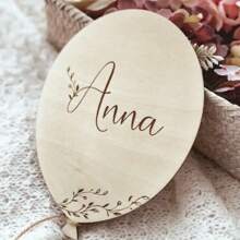 Globo de madera personalizado con cartel de nombre personalizado, decoración para cuarto de niños, hecho de madera natural