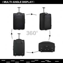 Trolley da cabina leggero da 20 pollici, borsa da viaggio morbida con doppie ruote, omologata per il trasporto in cabina, per uomo e donna. Valigia resistente e impermeabile, perfetta per viaggi di lavoro e vacanze. - nero - Visualizzare 2