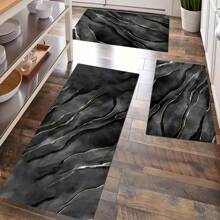 1pc Luxurious Marble Print Non-Slip Silicone Mud Kitchen Floor Mat, 3D Printed Rectangle, Suitable For Living Room, Bedroom, Corridor, Bathroom, Laundry Room - Polyester Carpet For Indoor And Outdoor Home Decor - FUCFD112 - View 12